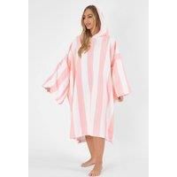 Dreamscene Stripe Hooded Poncho Towel Adult Bath Swimming Beach Changing Robe