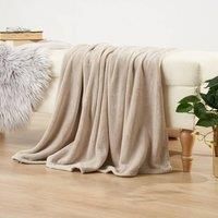 Brentfords Large Flannel Fleece Blanket Warm Throw for Soft Bed Sofa Blush Ochre