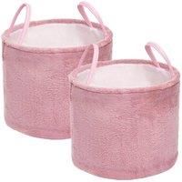 2 x Teddy Fleece Storage Hamper Handles Home Laundry Basket