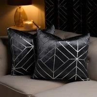Velvet Cushion Covers Metallic Luxury Geometric Set of 2 or 4 Sofa Chair Inserts