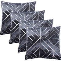 Sienna Set of 2/4 Metallic Geometric Velvet Cushion Covers Luxury Chair 45x45cm