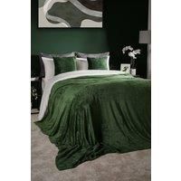 Dreamscene Luxury Waffle Popcorn Mink Soft Warm Throw Over Sofa Bed Blanket - 150 x 200cm - Forest Green