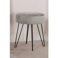 OHS Dressing Table Stool Round Matt Velvet Vanity Makeup Chair for Small Spaces Bedroom Ottoman Pouffe with Sturdy Hairpin Metal Leg Footstool Footrest, Charcoal Grey