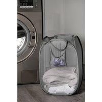 OHS Pop Up Laundry Net Basket Folding Home Freestanding Toy Organiser, Charcoal
