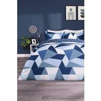 Dreamscene Geometric Shapes Duvet Cover with Pillowcase Set Bedding Quilt - Navy