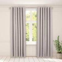 Pair of Eyelet Blackout Curtains Woven Ready Made Ring Top Thermal Texture Thick