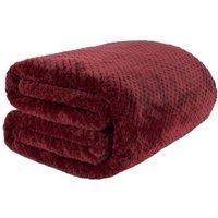 Large Red Fleece Blanket Super Soft Jacquard Pattern Throw Double Size Bed Sofa