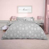 Snowflake Teddy Fleece Duvet Cover Bedding Set Winter Christmas Quilt Bed Soft