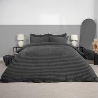 Faux Fur Ribbed Fleece Duvet Cover Bedding Set Warm Super Soft Cosy Quilt Bed