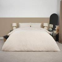 Faux Fur Ribbed Fleece Duvet Cover Bedding Set Warm Super Soft Cosy Quilt Bed