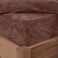 Brentfords Fitted Bed Sheets Double Teddy Fleece, Fluffy Bedding Double Bed Sheets Fitted Easy Care Ultra Soft Fade Resistant Double Thermal Bedding, Chocolate Brown