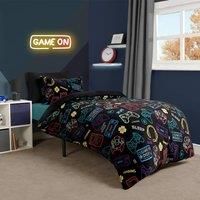 Gaming Duvet Cover Set Warm Fleece Bedding Quilt Thermal Warm Cosy Single Double