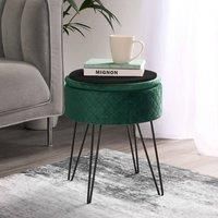 Foot Stool Ottoman Matte Velvet Round with Storage Lid Chair Hairpin Seat Pouffe