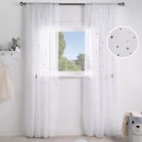 Pair Of Voile Curtains Slot Top Metallic Star 2 Panels Net Kids Bedroom Nursery