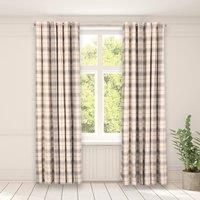 Check Eyelet Curtains Pair Thermal Ring Top Textured Woven Ready Made Home Decor