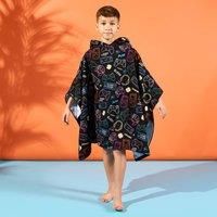 Kids Poncho Beach Towel Hooded Quick Dry Microfibre Holiday Swimming Absorbent