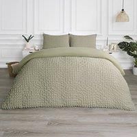 OHS Seersucker King Size Bedding Green, Luxury Geometric Waffle Bedding King Duvet Cover Sets with Pillowcases Super Soft Embossed Quilt Covers, Sage