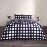 Gingham Duvet Cover Bedding Set Check Quilt Pillowcase Reversible Double King