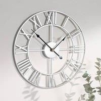 Large Wall Clock Roman Numerals Skeleton Big Open Round Face Living Room Kitchen
