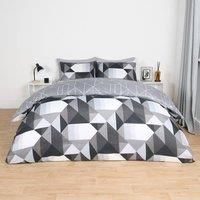 Duvet Cover Bedding Set Pillowcase Geometric Reversible Quilt Single Double King
