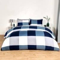 Gingham Check Duvet Cover Bedding Quilt Pillowcase Set Reversible Double King