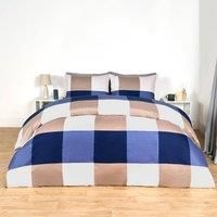 Gingham Check Duvet Cover Bedding Quilt Pillowcase Set Reversible Double King