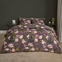 OHS King Duvet Covers Floral, Ultra Soft Cosy Warm Fabric Vibrant Floral Botanical Design Luxurious Quilt King Size Bedding Set & 2 Pillowcases, Purple