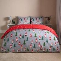 Christmas Gonk Duvet Cover Pillowcase Reversible Bedding Set Festive Tree Quilt