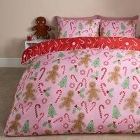 OHS Gingerbread Man Bedding Set Kids Xmas Reversible Duvet Cover with Pillowcase