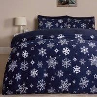 Snowflake Teddy Fleece Duvet Cover Bedding Set Winter Christmas Quilt Bed Soft
