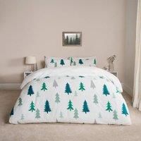 Teddy Fleece Duvet Cover Christmas Tree Winter Quilt Warm Supersoft Bedding Set