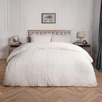 Fleece Duvet Cover Set Cable Knit Warm Reversible Quilt Supersoft Warm Bedding