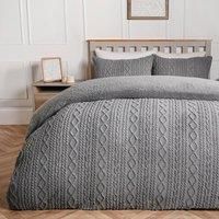 OHS Cable Knit Bedding Set Reversible Fleece Quilt Duvet Cover with Pillowcase