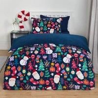 Christmas Duvet Cover Pillowcase Bedding Set Present Fleece Quilt Single Double