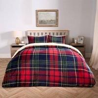 Tartan Fleece Duvet Cover Bedding Set Pillowcase Winter Check Sherpa Soft Set