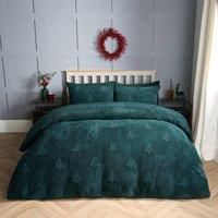 OHS Xmas Tree Bedding Set Soft Fleece Winter Thermal Duvet Cover with Pillowcase