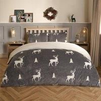 Stag Duvet Cover Pillowcase Bedding Set Soft Ribbed Fleece Quilt Double King Bed