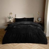 OHS Ribbed Fleece Bedding Set Soft Faux Fur Thermal Duvet Cover with Pillowcase