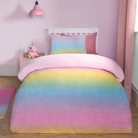 Ombre Fleece Duvet Cover Pillowcase Quilt Rainbow Bedding Set Soft Single Double