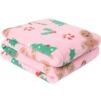 Xmas Throw Over Bed Blanket Gingerbread Man Soft Warm Travel Foldable Blanket