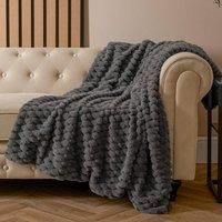 Waffle Throw Over Bed Blanket Faux Fur Supersoft Warm Fleece Cosy Plush Chair