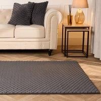 Waffle Fleece Rug Supersoft Faux Fur Living Room Bedroom Floor Anti Slip Carpet