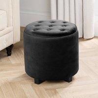 Matte Velvet Stool Storage Ottoman Buttons Modern Home Pouffe Vanity Chair Seat