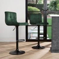 Adjustable Bar Stools x 2 Velvet Swivel Pub Seat Kitchen Breakfast Counter Chair