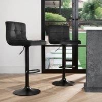 Adjustable Bar Stools x 2 Velvet Swivel Pub Seat Kitchen Breakfast Counter Chair