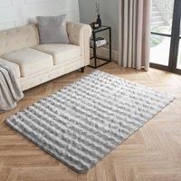 Bubble Runner Rug Faux Fur Non Slip Living Room Soft Carpet Bedroom Modern Mat