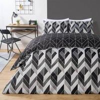 Geo Duvet Cover Bedding Set Pillowcase Reversible Quilt Soft Chevron Double King