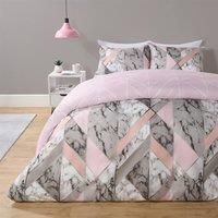 OHS Marble Reversible Duvet Cover Pillowcases Bedding Set Double King