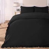 OHS Frill Edge Bedding Set Microfibre Decor Duvet Cover with Pillowcase