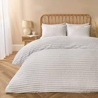 Tufted Duvet Cover Set Quilt Bedding Pillowcase Soft Stripes Single Double King